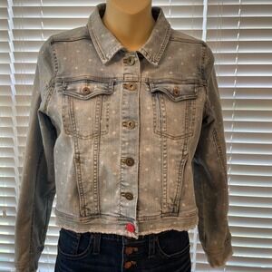 Mitilda Jane Girls size 16  blue & white polka dot‎ jean jacket.